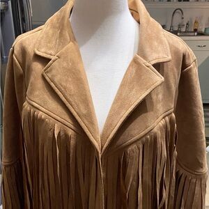 Tan Micro Suede Fringe Jacket